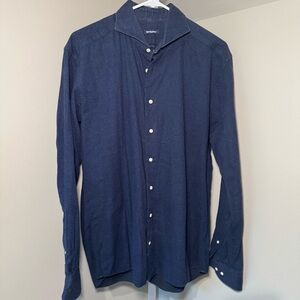 Suitsupply Men’s Navy Blue Casual Button Up Shirt Cotton Flannel Size‎ 41/16
